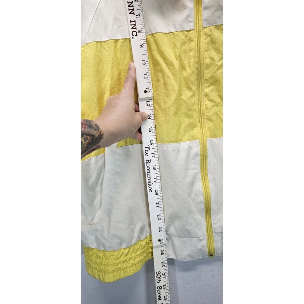 Vintage J.B. Scott Windbreaker Jacket Yellow White Full Zip USA Large‎ Retro